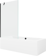 Mexen Cube baignoire rectangulaire 180 x 80 cm avec habillage et paravent 1 battant 100 cm, transparent, noir