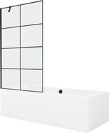 Mexen Cube baignoire rectangulaire 180 x 80 cm avec tablier et paroi 1 volet 100 cm, motif noir - 550518080X9510007077