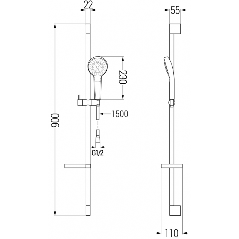 Mexen Royo DF05 ensemble de douche, chrome - 72204DF05-00