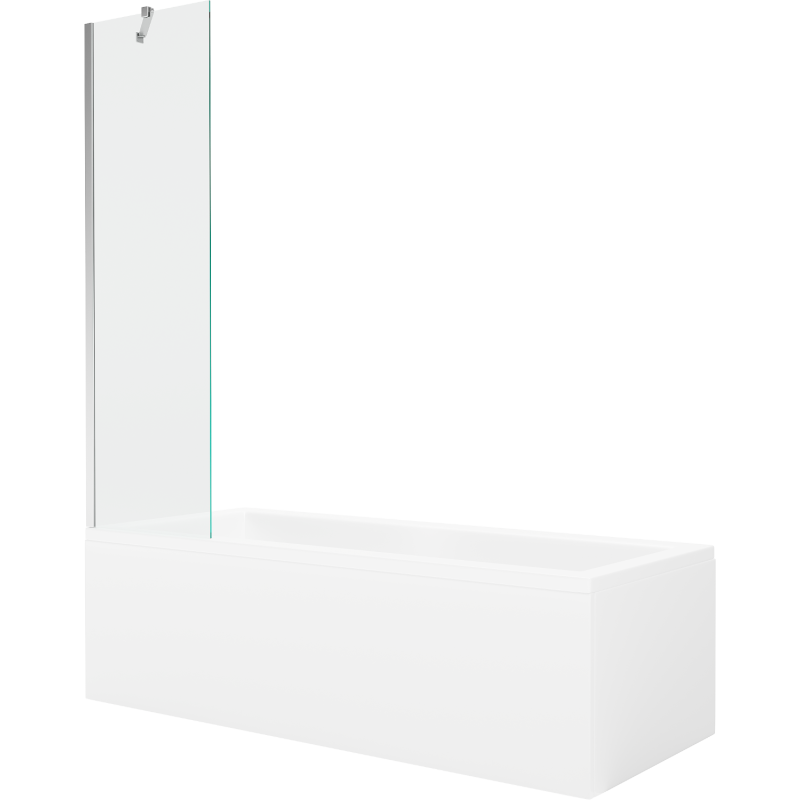 Baignoire rectangulaire Mexen Cubik 150 x 70 cm avec habillage et paravent à 1 volet 50 cm, transparent, chrome - 550315070X950?