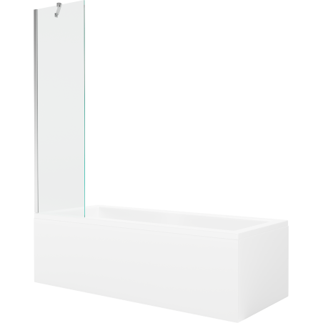 Baignoire rectangulaire Mexen Cubik 150 x 70 cm avec habillage et paravent à 1 volet 50 cm, transparent, chrome - 550315070X950?