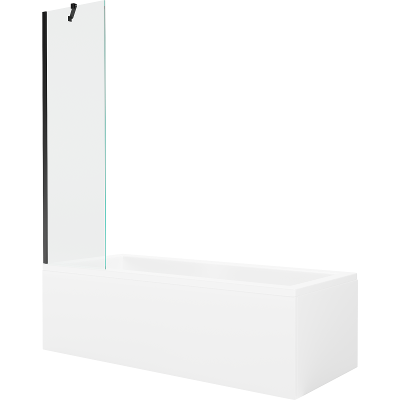 Mexen Cubik baignoire rectangulaire 150 x 70 cm avec habillage et paroi 1 volet 50 cm, transparent, noir - 550315070X9505000070