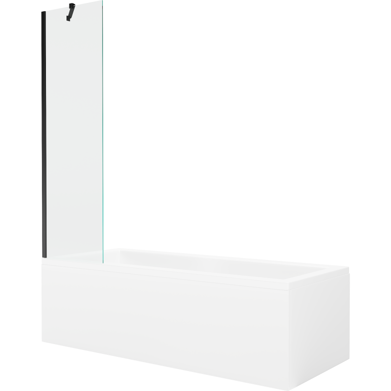 Mexen Cubik baignoire rectangulaire 150 x 70 cm avec revêtement et paroi 1 volet 50 cm, transparent, noir
