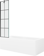 Mexen Cubik baignoire rectangulaire 150 x 70 cm avec habillage et paroi de douche à 1 volet 50 cm, motif noir