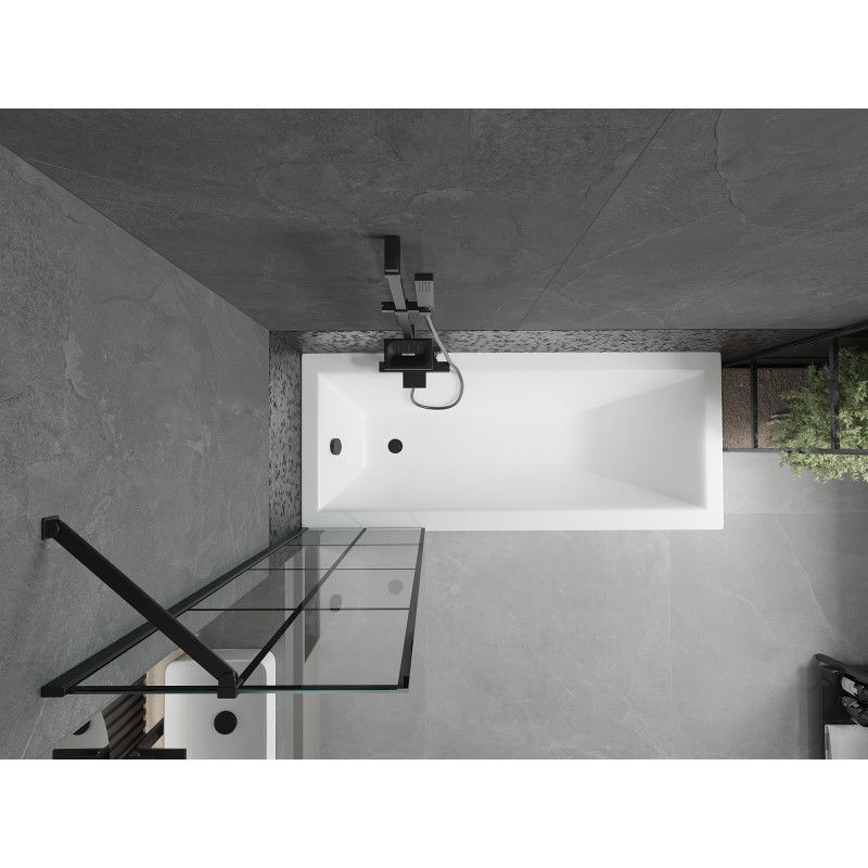 Mexen Cubik baignoire rectangulaire 150 x 70 cm avec habillage et paroi de douche à 1 volet 50 cm, motif noir