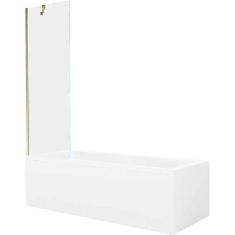 Mexen Cubik baignoire rectangulaire 150 x 70 cm avec habillage et écran 1-volet 60 cm, transparent, doré - 550315070X9506000050