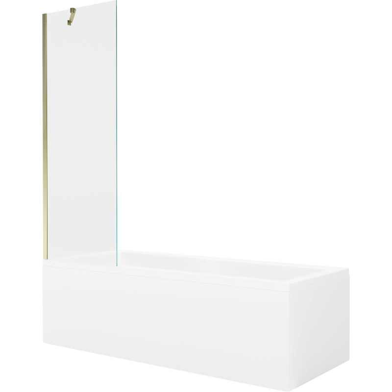 Mexen Cubik baignoire rectangulaire 150 x 70 cm avec tablier et paroi de douche 1 volet 60 cm, transparent, doré - 550315070X95?