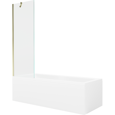 Mexen Cubik baignoire rectangulaire 150 x 70 cm avec habillage et écran 1-volet 60 cm, transparent, doré - 550315070X9506000050