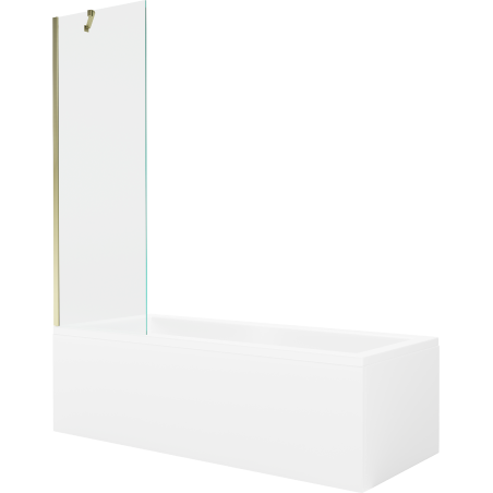 Mexen Cubik baignoire rectangulaire 150 x 70 cm avec tablier et paroi de douche 1 volet 60 cm, transparent, doré - 550315070X95?