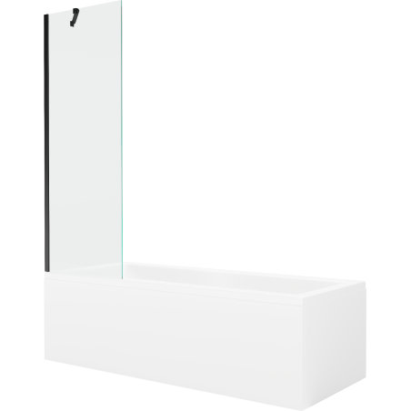 Mexen Cubik baignoire rectangulaire 150 x 70 cm avec habillage et écran à 1 vantail 60 cm, transparent, noir
