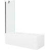 Mexen Cubik baignoire rectangulaire 150 x 70 cm avec habillage et paroi de douche à 1 volet 60 cm, transparent, noir