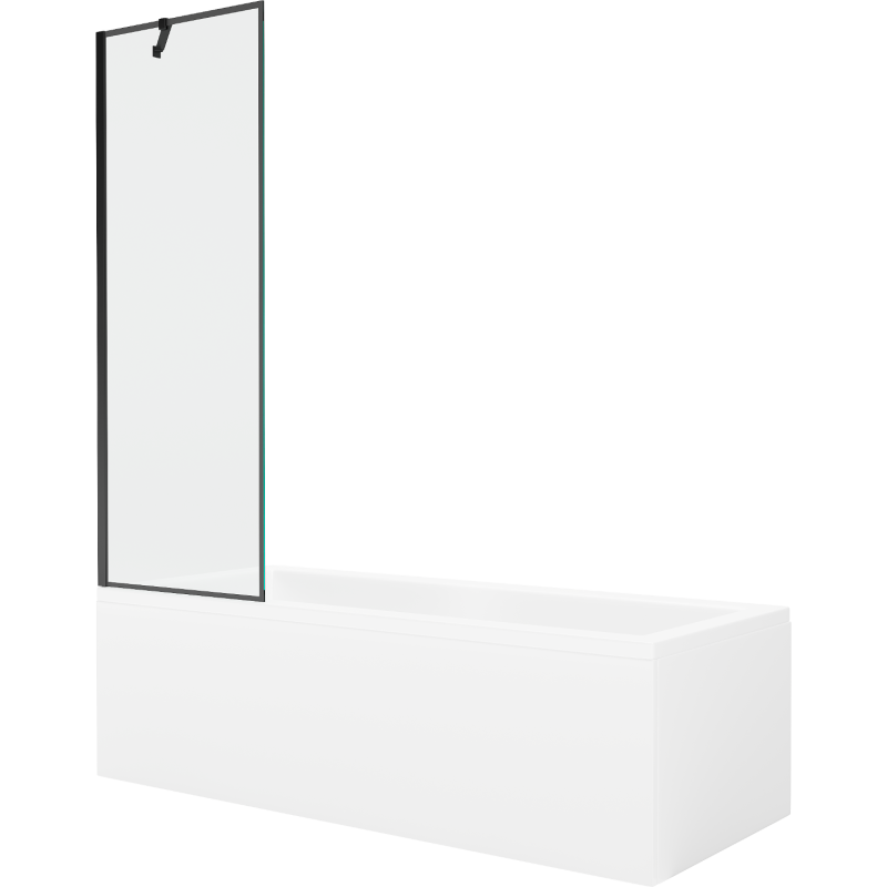 Mexen Cubik baignoire rectangulaire 150 x 70 cm avec panneau et écran 1-volet 60 cm, motif noir - 550315070X9506007070