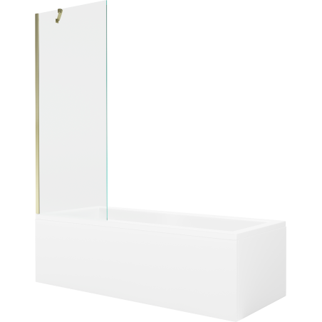 Mexen Cubik baignoire rectangulaire 150 x 70 cm avec carénage et paravent 1-volet 70 cm, transparent, doré - 550315070X95070000?