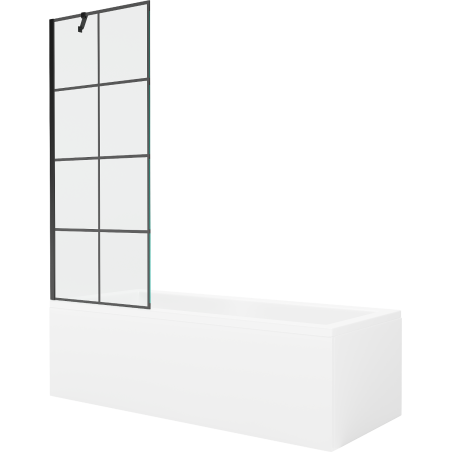 Mexen Cubik baignoire rectangulaire 150 x 70 cm avec habillage et paroi de douche 1-volet 70 cm, motif noir