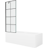 Mexen Cubik baignoire rectangulaire 150 x 70 cm avec habillage et paroi de douche 1-volet 70 cm, motif noir