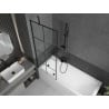 Mexen Cubik baignoire rectangulaire 150 x 70 cm avec habillage et paravent 1 volet 70 cm, motif noir - 550315070X9507007077