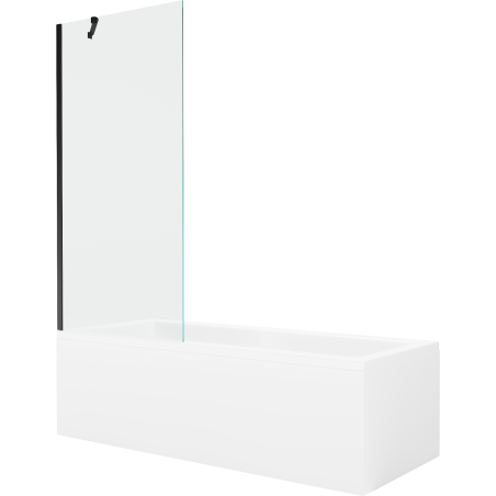 Mexen Cubik baignoire rectangulaire 150 x 70 cm avec tablier et paroi 1 volet 80 cm, transparent, noir - 550315070X9508000070