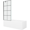 Mexen Cubik baignoire rectangulaire 150 x 70 cm avec habillage et écran 1 volet 80 cm, motif noir - 550315070X9508007077