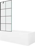 Mexen Cubik baignoire rectangulaire 150 x 70 cm avec habillage et paroi de douche 1 battant 80 cm, motif noir - 550315070X95080?