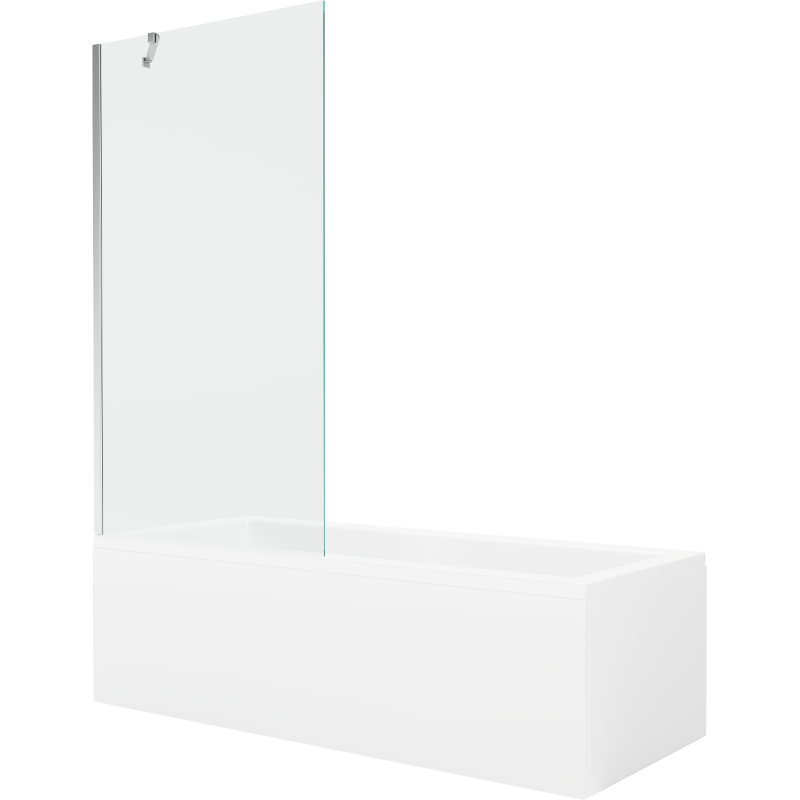 Mexen Cubik baignoire rectangulaire 150 x 70 cm avec tablier et paroi de douche 1 volet 90 cm, transparent, chrome