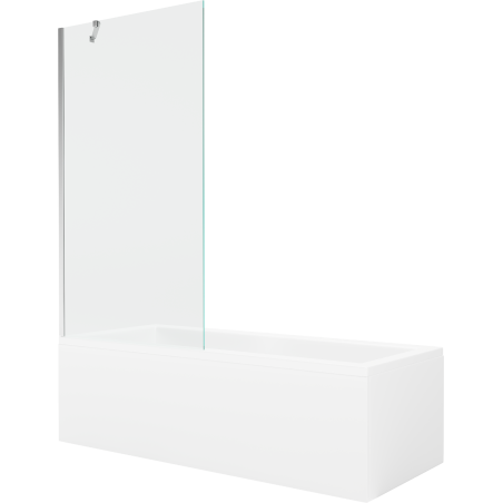 Mexen Cubik baignoire rectangulaire 150 x 70 cm avec tablier et paroi de douche 1 volet 90 cm, transparent, chrome