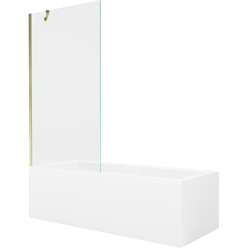 Mexen Cubik baignoire rectangulaire 150 x 70 cm avec habillage et pare-baignoire à 1 volet 90 cm, transparent, doré - 550315070?
