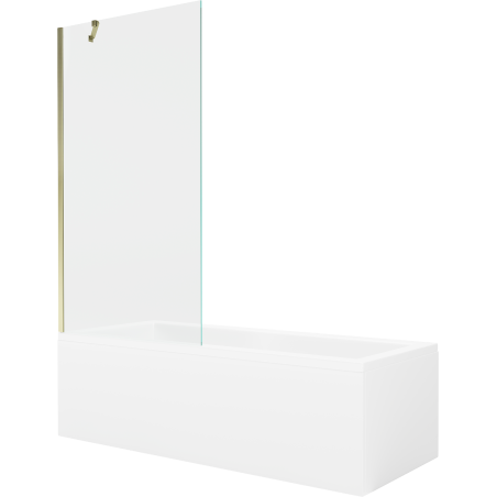 Mexen Cubik baignoire rectangulaire 150 x 70 cm avec habillage et pare-baignoire à 1 volet 90 cm, transparent, doré - 550315070?