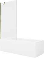 Mexen Cubik baignoire rectangulaire 150 x 70 cm avec habillage et paroi de douche à 1 volet 90 cm, transparent, doré