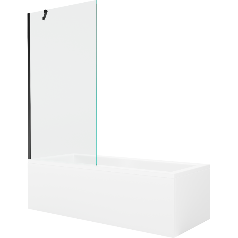 Mexen Cubik baignoire rectangulaire 150 x 70 cm avec habillage et écran 1-volet 90 cm, transparent, noir - 550315070X9509000070