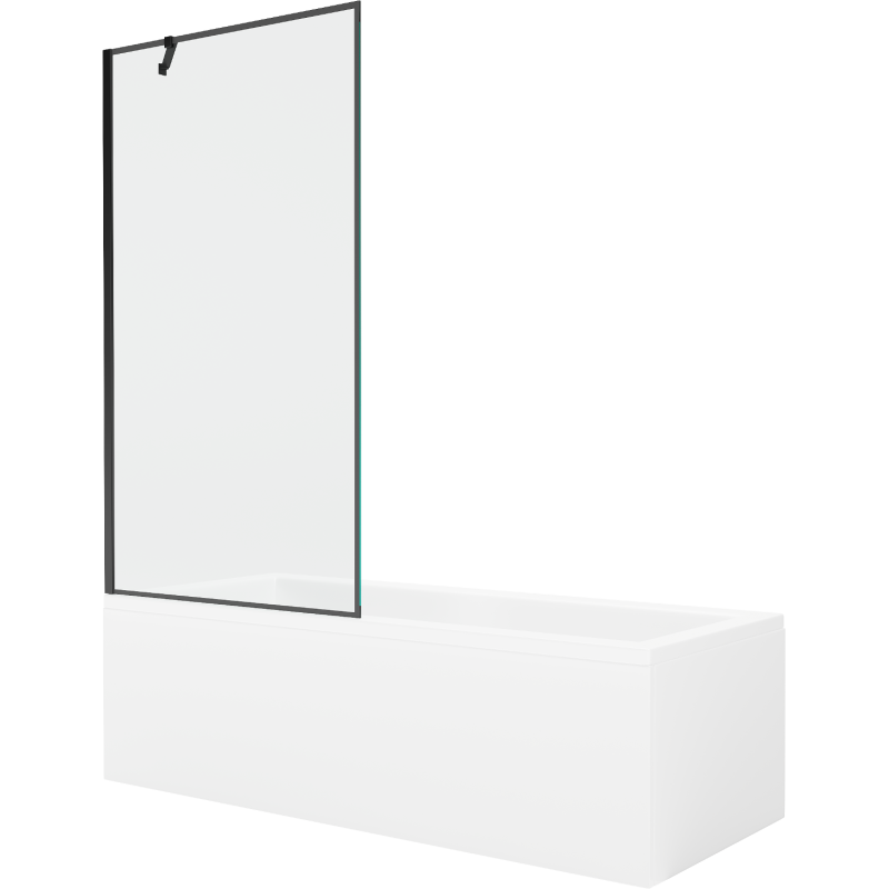 Mexen Cubik baignoire rectangulaire 150 x 70 cm avec habillage et paroi de douche 1 volet 90 cm, motif noir - 550315070X9509007?
