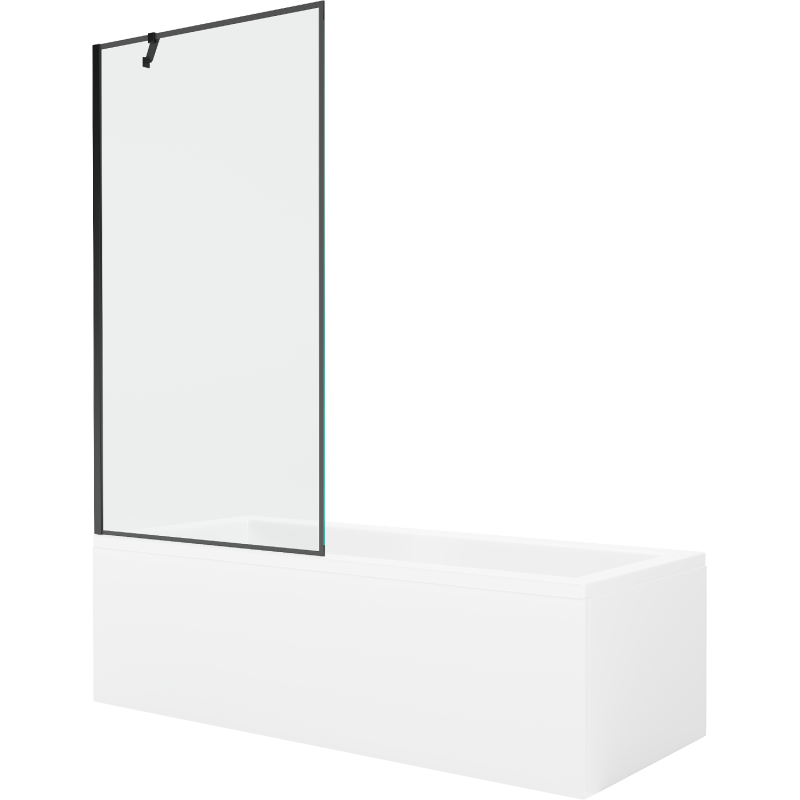 Mexen Cubik baignoire rectangulaire 150 x 70 cm avec tablier et paroi 1 vantail 90 cm, motif noir - 550315070X9509007070