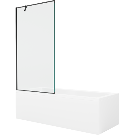 Mexen Cubik baignoire rectangulaire 150 x 70 cm avec habillage et paroi de douche 1 volet 90 cm, motif noir - 550315070X9509007?