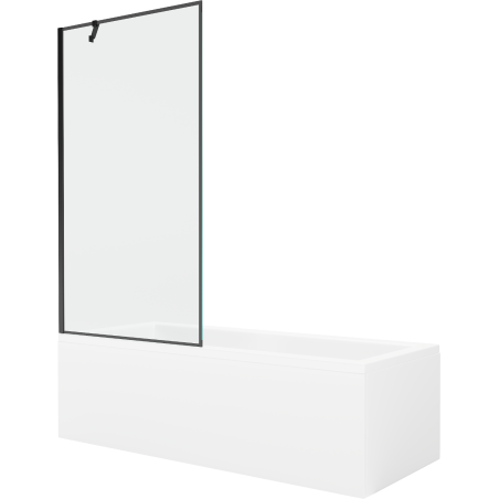 Mexen Cubik baignoire rectangulaire 150 x 70 cm avec tablier et paroi 1 vantail 90 cm, motif noir - 550315070X9509007070