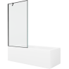 Mexen Cubik baignoire rectangulaire 150 x 70 cm avec habillage et paroi de douche 1 volet 90 cm, motif noir - 550315070X9509007?