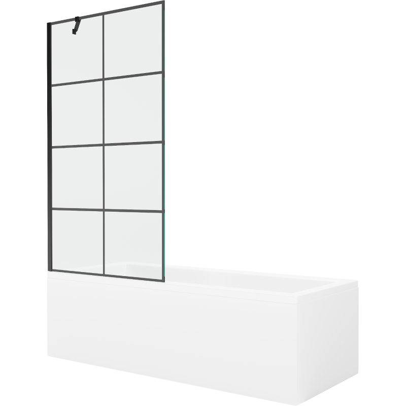 Mexen Cubik baignoire rectangulaire 150 x 70 cm avec habillage et paroi de douche à 1 volet 90 cm, motif noir - 550315070X95090?