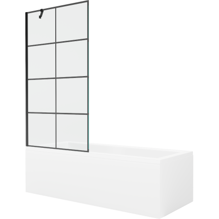 Mexen Cubik baignoire rectangulaire 150 x 70 cm avec habillage et paroi de douche à 1 volet 90 cm, motif noir - 550315070X95090?