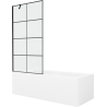 Mexen Cubik baignoire rectangulaire 150 x 70 cm avec habillage et paroi de douche à 1 volet 90 cm, motif noir - 550315070X95090?