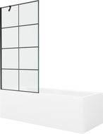 Mexen Cubik baignoire rectangulaire 150 x 70 cm avec habillage et paroi de douche 1 volet 90 cm, motif noir