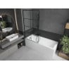 Mexen Cubik baignoire rectangulaire 150 x 70 cm avec habillage et paroi de douche à 1 volet 90 cm, motif noir - 550315070X95090?