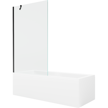 Mexen Cubik baignoire rectangulaire 150 x 70 cm avec tablier et écran 1-volet 100 cm, transparent, noir - 550315070X9510000070