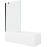 Mexen Cubik baignoire rectangulaire 150 x 70 cm avec tablier et écran 1-volet 100 cm, transparent, noir - 550315070X9510000070