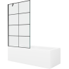 Mexen Cubik baignoire rectangulaire 150 x 70 cm avec habillage et paroi de douche 1 volet de 100 cm, motif noir