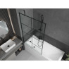 Mexen Cubik baignoire rectangulaire 150 x 70 cm avec habillage et paroi de douche 1 volet 100 cm, motif noir