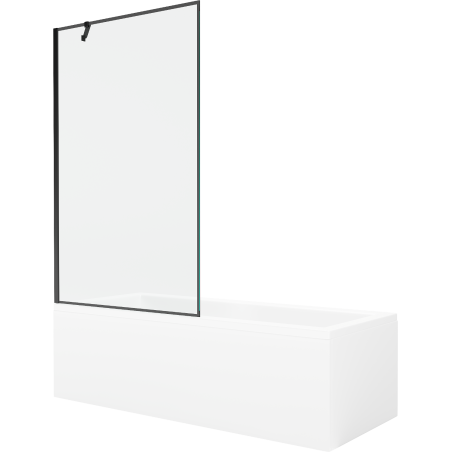 Mexen Cubik baignoire rectangulaire 150 x 70 cm avec habillage et paroi 1 vantail 100 cm, motif noir - 550315070X9510007070
