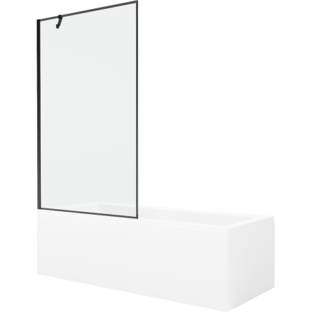 Mexen Cubik baignoire rectangulaire 150 x 70 cm avec habillage et paroi de douche à 1 panneau 100 cm, motif noir