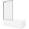 Mexen Cubik baignoire rectangulaire 150 x 70 cm avec habillage et paroi de douche à 1 panneau 100 cm, motif noir