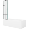 Mexen Cubik baignoire rectangulaire 160 x 70 cm avec habillage et paroi 1 volet 50 cm, motif noir - 550316070X9505007077