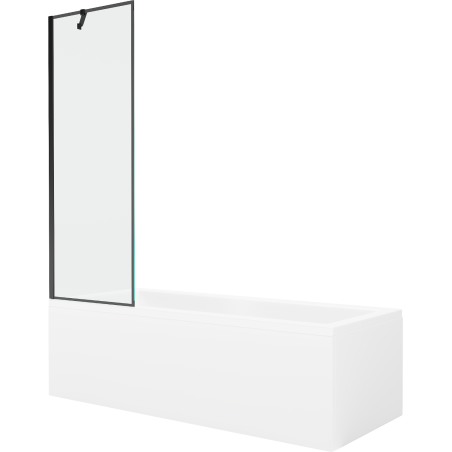 Mexen Cubik baignoire rectangulaire 160 x 70 cm avec garniture et paroi de douche à 1 volet 60 cm, motif noir