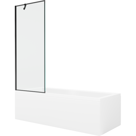 Mexen Cubik baignoire rectangulaire 160 x 70 cm avec habillage et pare-douche à un battant de 70 cm, motif noir