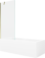 Mexen Cubik baignoire rectangulaire 160 x 70 cm avec habillage et paravent à 1 volet 80 cm, transparent, doré